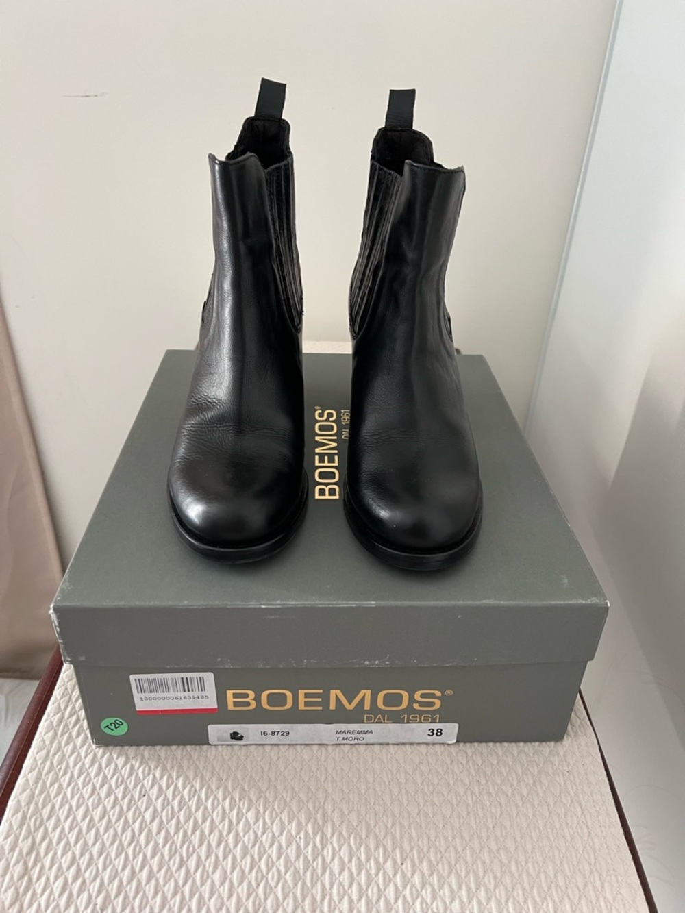 BOEMOS women Black Leather Ankle Booties - Sleek Chelsea Style